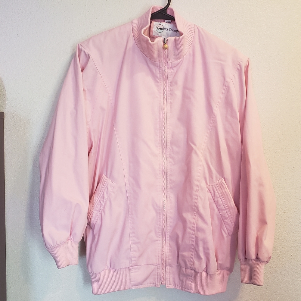 Vintage Country Concepts pink jacket light coat lined 80s women's size small